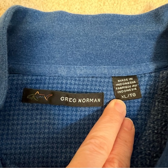 Greg Norman 1/4 Zip Pullover Blue Houndstooth Print Cotton/Poly Blend Size XL - Picture 6 of 8